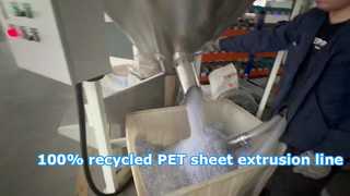 Extrusão de chapa PET 100% material reciclado