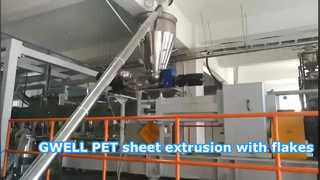 Linha de extrusão de chapa PET, flocos + resina sem cristalização